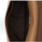 PRADA brand metal logo single-shoulder bag in brown for women